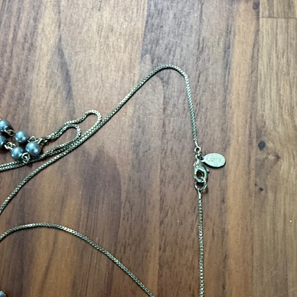 Loft Gold Tone Gray Smoky Druzy Style Long Beaded Tassel Pendant Necklace